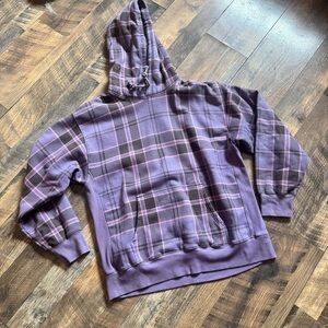 TNA Purple and Black Plaid Hoodie